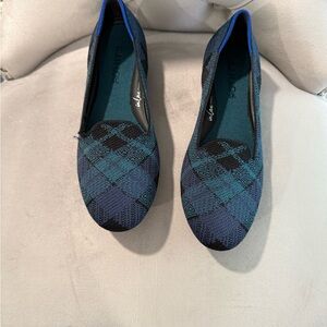 NWT Rothy's Lounge Loafer Plaid Flats in Blue and Black